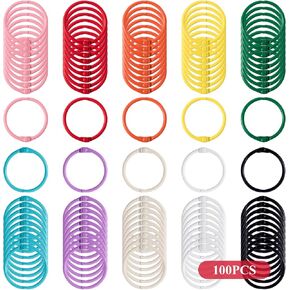 Colorful Binder Rings 1.2 inch - 100 PCS Book Paper Rings Binder Clips for Index Cards, Key Chains, Card Rings, Metal Rings for School, Home or Office