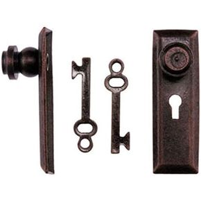 Dollhouse Miniature Oil Rubbed Bronze Finish Door Knob w/Key Plate