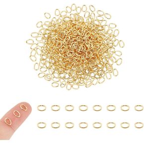 UNICRAFTALE 500Pcs 18K Gold Plated Oval Jump Rings 304 Stainless Steel 6mm Long Golden Rings for Jewelry Making DIY Craft Earring Bracelet Pendant Choker