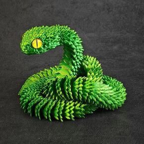3D Printed Snake Animals Toys, Articulated Flexible 3D Printed Viper Fidget Toy, Realistic Slithering Design, Home Office Executive Desk Decor