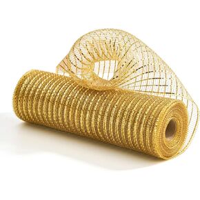 Jute Poly Burlap Deco Mesh Ribbon, 10" x10yd (30 Feet) Fabric Wrapping Ribbon Craft Mesh Roll for Wreath, Christmas Tree Decoration, Christmas Wreath Mesh Ribbon