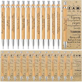 48 Sets Team Appreciation Gifts for Coworkers Office Staff Bulk Motivational Wood Bamboo Pen with Inspirational Cards for Employee Group Teacher Nurse Supplies