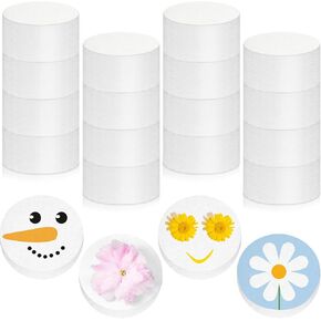 Henoyso 16 Pcs Foam Circles Polystyrene Foam Discs Friendship Bracelet Cylinders Foam Crafts Round Foam White Block for DIY Arts Modeling Kids Class Floral Christmas Day Supplies(2 x 2 x 1 Inch)
