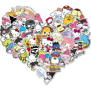 50 قطعة من ملصقات My Melody and Kuromi، ملصقات Hello Kitty Kitty ملصقات Pompompurin Keroppi، ملصقات لطيفة ملصقات Kawaii اليابانية للأطفال والمراهقين والبالغين