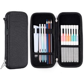 iDream365 Upgraded Hard Pencil Case Box for Adluts,Durable Pen Carrying Case with Zipper-Black