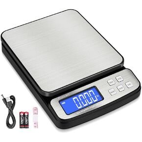Fuzion Digital Shipping Postal Scale - 88lb x 0.1oz, Stainless Steel Platform, 5 Units, Hold/Tare/PCS Counting, Easy Calibration, Large LCD, Scale for Packages, All-in-1 Shipping Scale