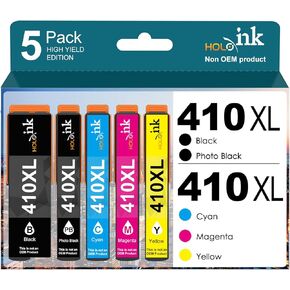 410XL Ink Cartridges Combo Pack Replacement for Epson 410XL 410 XL with Expression XP-640 XP-830 XP-7100 XP-530 XP-630 XP-635 (Black, Cyan, Magenta, Yellow, Photo Black) 5 Pack