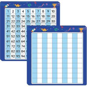 10 Packs Math Hundred Boards, Laminated Double Sided Number Chart 1-100 Easy to Write Consecutive Number Counting Chart for Classroom, Homeschool, School Supplies