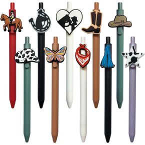 Cute Western Pens 0.5mm Black Ink Fine Point Retractable Vintage Gel Pens Funny Aesthetic Cool Office School & Home Supplies Stationary for Women Cowboy Cowgirl Horse Lover Gifts