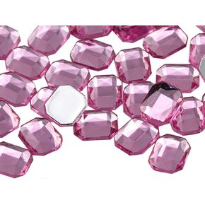 10X8mm Red Garnet A28 Flat Back Octagon Acrylic Gemstones Pro Grade - 70 Pieces