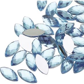 MECCANIXITY 100PCS Acrylic Horse Eye Gems 4x8mm Flat Back Artificial Rhinestones for DIY Crafts Bead Wedding Party Face Painting Jewelry Making Green