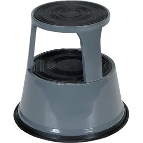 Vestil STEP-17-GY Steel Rolling Step Stool with Powder Coat Finish, 17-1/8" Top Step Height, 500 lbs Capacity, Gray
