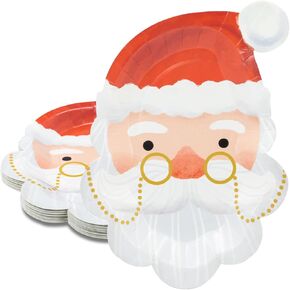 ZVK Santa Paper Plates Set Disposable for Christmas 50 Party Dinner Plates Dinnerware Dessert Plates Party Supplies