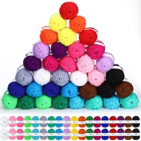 36 Rolls of 50g Crocheting Yarn 3268 Yards Knitting Polyester Yarn Bulk Multicolor Yarn Knitting Kits Soft Yarn Crocheting Supplies Yarn and Needles Kit for Adults Kids DIY Crafts, 36 Colors