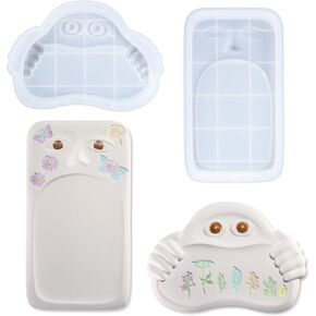 LET'S RESIN Face Tray Resin Molds, 2 Pcs Abstract Face Serving Tray Molds for Epoxy Resin, Funny Dish Silicone Molds for Resin, DIY Crafts, Jewelry Tray, Decorative Trinket Dish, Key Tray