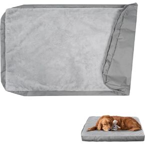 Explore Land Waterproof Dog Bed Cover Machine Washable Fluffy Dog Bed Replacement Cover, 44Lx32Wx4H inch, Gray