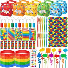 90PCS Building Block Birthday Party Favors Supplies Birthday decorations Goodie Bag Stuffer Kids Boys Toy Gifts Christmas Carnival Classroom Prize