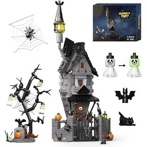 Night Before Christmas Haunted House Building Set, Haunted Mansion Building Toys with Light, Luminous Hangman, Spooky Decor, Ideal Christmas Halloween Birthday Gifts for Moive Fans, Kids