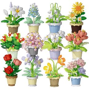 The 12-Piece Flowers Building Block Set,Plants and Succulent Toys(2531pcs), is a Valentine's Day and Birthday Gift for Women and Girls.As a Decoration or Adult Block Toy.Not Compatible with Lego