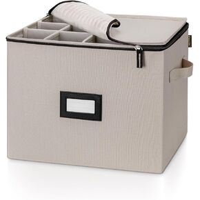 BALEINE China Storage Containers, Hard Shell Case for Organizing, Stackable Moving Storage Box with Felt Plate Dividers for Dishes, Glasses, Mugs (Mug Storage)