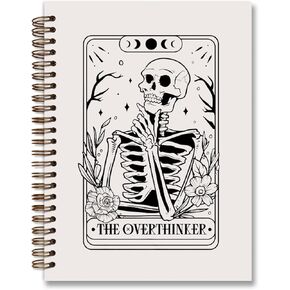 Overthinker Tarot Goth Notebook Journal,Gothic Skull Hardcover College Spiral Notebook Journal for Teen Girls Women,Goth Office Supplies,Hard Cover Journal Notebooks