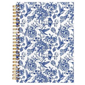 BearCake Chinoiserie Grandmillennial Notebook Journal, Blue Floral Aesthetic Notebook, Chinoiserie Journal, Blue Aesthetic Office Supplies, Notebooks for Work, Hardcover Spiral Notebook 5.5x8.3