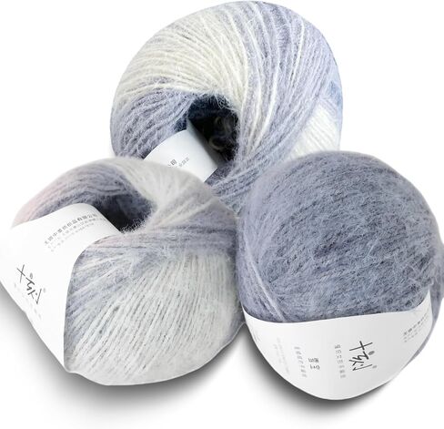Gradient Colored Long Wool Yarn for Crocheting & Knitting, Multi-Colored Soft Long Pile Yarn, 38% Wool 40% Nylon 22% Acrylic Blend Rainbow Yarn, for Crochet Scarf, Hat and Garments (XBDS-57, 3 Balls) in Saudi Arabia