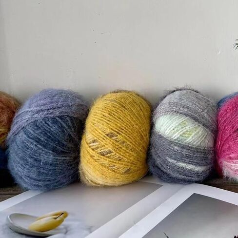 Gradient Colored Long Wool Yarn for Crocheting & Knitting, Multi-Colored Soft Long Pile Yarn, 38% Wool 40% Nylon 22% Acrylic Blend Rainbow Yarn, for Crochet Scarf, Hat and Garments (XBDS-57, 3 Balls) in Saudi Arabia