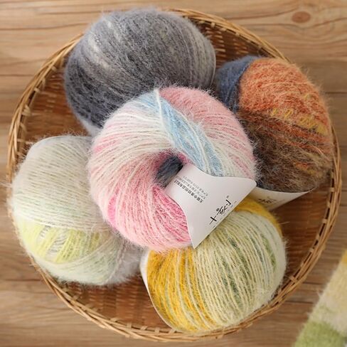 Gradient Colored Long Wool Yarn for Crocheting & Knitting, Multi-Colored Soft Long Pile Yarn, 38% Wool 40% Nylon 22% Acrylic Blend Rainbow Yarn, for Crochet Scarf, Hat and Garments (XBDS-57, 3 Balls) in Saudi Arabia
