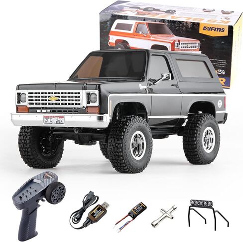 FMS 1/24 RC Crawler Officially Licensed Chevy K5 Blazer RC Car FCX24 RTR RC Pickup Truck SUV 4WD 2.4GHz Hobby RC Model 8km/h Mini Car RC Off-Road Remote Control Car (Black) in Kuwait