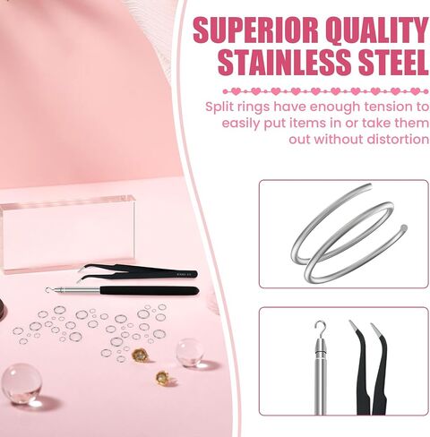 500 Pcs Double Open Jump Rings Kit, Stainless Steel Mini Round Split Craft Jump Keychains Key Ring with Double Loops Connectors for Jewelry Making, Bracelets Necklace Repair, DIY (4, 6, 8, 10, 12mm) in Saudi Arabia