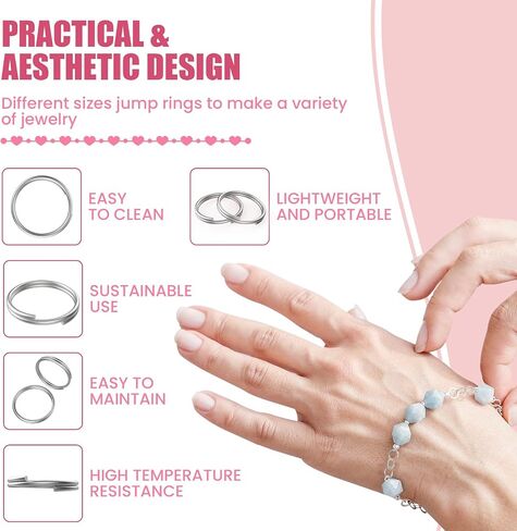 500 Pcs Double Open Jump Rings Kit, Stainless Steel Mini Round Split Craft Jump Keychains Key Ring with Double Loops Connectors for Jewelry Making, Bracelets Necklace Repair, DIY (4, 6, 8, 10, 12mm) in Saudi Arabia