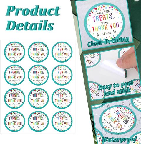 Thank You Stickers, 120Pcs Colorful Dots Clear Thank You Stickers, Waterproof Self-Adhesive Stickers for Packaging, Wedding Party Favors, Decor, 10 Sheets, 1.96 Inch in Saudi Arabia