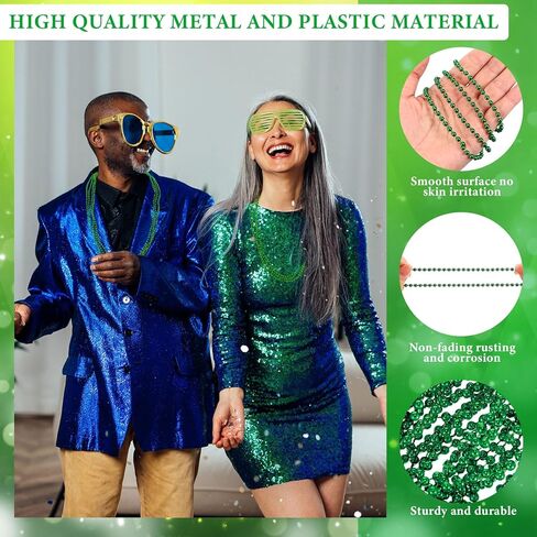 200 قطعة من خرز ماردي غرا من Tigeen، قلادة مطرزة معدنية مقاس 76.2 سم من أجل كرنفال الهالوين، ملابس روح المدرسة (أخضر) in Kuwait