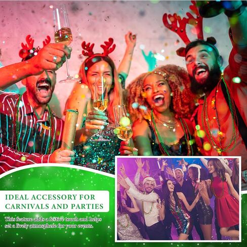 200 قطعة من خرز ماردي غرا من Tigeen، قلادة مطرزة معدنية مقاس 76.2 سم من أجل كرنفال الهالوين، ملابس روح المدرسة (أخضر) in Kuwait