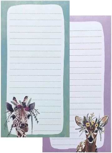 OCS Designs Flower Crown Animals Giraffe/Fawn Deer Notepads, Set of 2 in Saudi Arabia