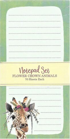 OCS Designs Flower Crown Animals Giraffe/Fawn Deer Notepads, Set of 2 in Saudi Arabia
