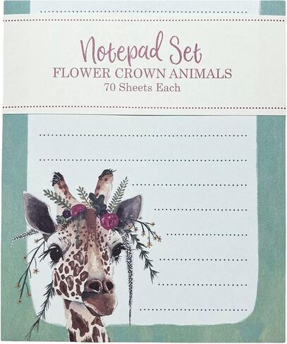 OCS Designs Flower Crown Animals Giraffe/Fawn Deer Notepads, Set of 2 in Saudi Arabia