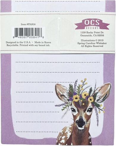OCS Designs Flower Crown Animals Giraffe/Fawn Deer Notepads, Set of 2 in Saudi Arabia