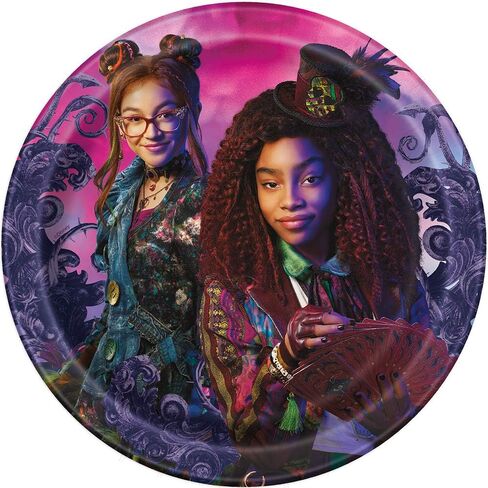 Unique Disney Descendants 3 Round Dessert Plates - 7" (Pack of 8) - Durable & Colorful Design Featuring Favorite Characters, Perfect for Kids' Birthdays & Events in Saudi Arabia