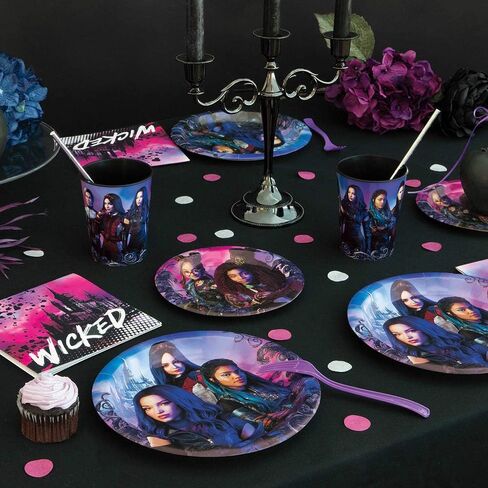 Unique Disney Descendants 3 Round Dessert Plates - 7" (Pack of 8) - Durable & Colorful Design Featuring Favorite Characters, Perfect for Kids' Birthdays & Events in Saudi Arabia