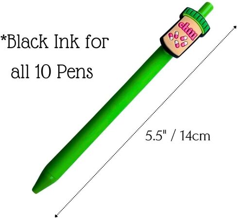 YJ PREMIUMS 10-Pack of Cute Nursing Pens with Heart, Syringe Designs in Black Ink - Versatile Writing Instruments for Nurses, Medical Assistants, Students in Saudi Arabia