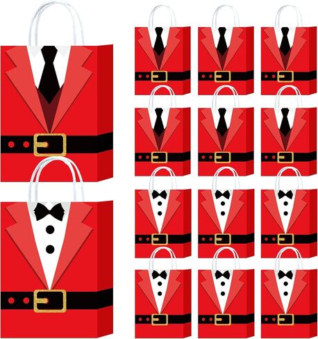 HongXingHai 8 Pcs Fine Christmas bags Christmas Kraft Paper Gift Bags with Handles Christmas Prints for Holiday Christmas Goody Bags, Xmas Gift Bags,Party Favors in Saudi Arabia