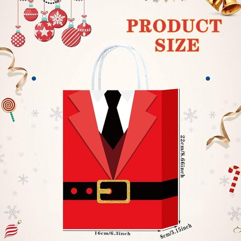 HongXingHai 8 Pcs Fine Christmas bags Christmas Kraft Paper Gift Bags with Handles Christmas Prints for Holiday Christmas Goody Bags, Xmas Gift Bags,Party Favors in Saudi Arabia