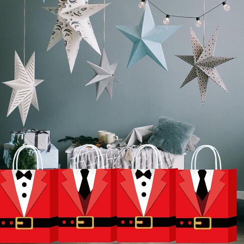 HongXingHai 8 Pcs Fine Christmas bags Christmas Kraft Paper Gift Bags with Handles Christmas Prints for Holiday Christmas Goody Bags, Xmas Gift Bags,Party Favors in Saudi Arabia