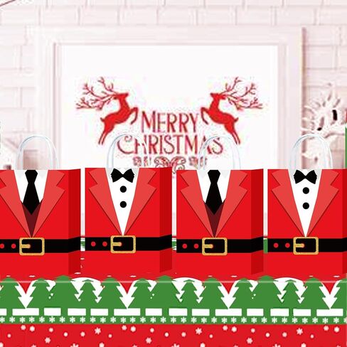 HongXingHai 8 Pcs Fine Christmas bags Christmas Kraft Paper Gift Bags with Handles Christmas Prints for Holiday Christmas Goody Bags, Xmas Gift Bags,Party Favors in Saudi Arabia