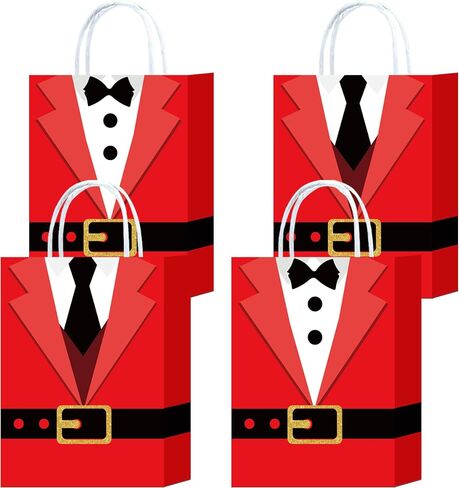 HongXingHai 8 Pcs Fine Christmas bags Christmas Kraft Paper Gift Bags with Handles Christmas Prints for Holiday Christmas Goody Bags, Xmas Gift Bags,Party Favors in Saudi Arabia