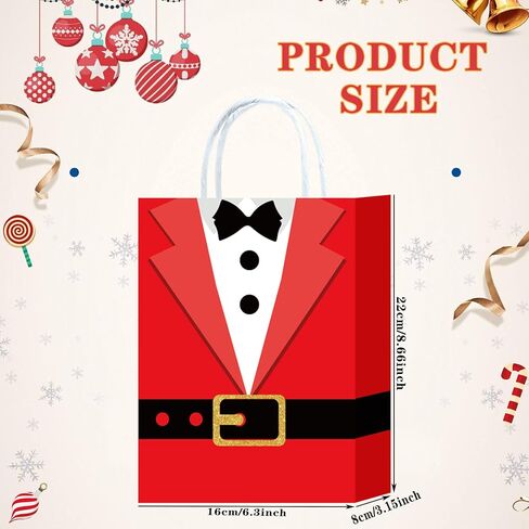 HongXingHai 8 Pcs Fine Christmas bags Christmas Kraft Paper Gift Bags with Handles Christmas Prints for Holiday Christmas Goody Bags, Xmas Gift Bags,Party Favors in Saudi Arabia
