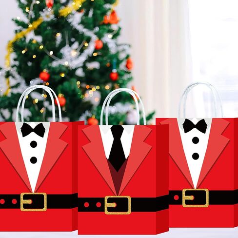 HongXingHai 8 Pcs Fine Christmas bags Christmas Kraft Paper Gift Bags with Handles Christmas Prints for Holiday Christmas Goody Bags, Xmas Gift Bags,Party Favors in Saudi Arabia
