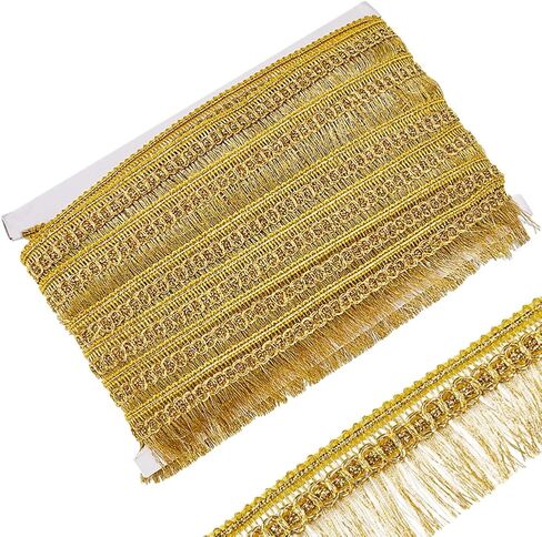 GORGECRAFT 15Yds Gold Fringe Tassel Trim 1-1/4 inch(32mm) Wide Metallic Lace Trim Ribbon with Tassel Glitter Braided Edging Trimming for DIY Sewing Crafts Clothing Curtain Tablecloth Skirt in Saudi Arabia